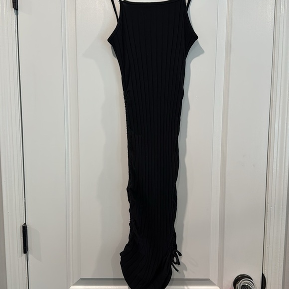 Girls Drawstring Side Rib-knit Black Ruched Cami Dress Size 11/12 youth - Picture 6 of 10